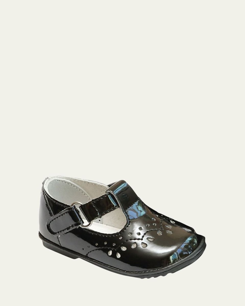 Girl's Birdie Patent Leather T-Strap Brogue Mary Jane, Baby